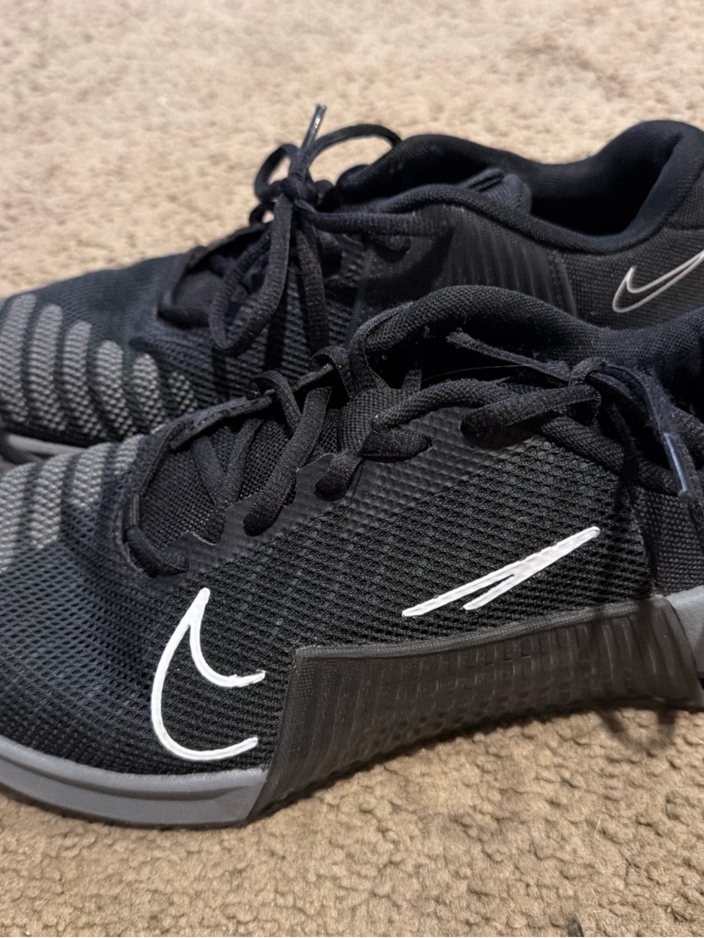 Nike Black & Grey Metcons with White Swoosh